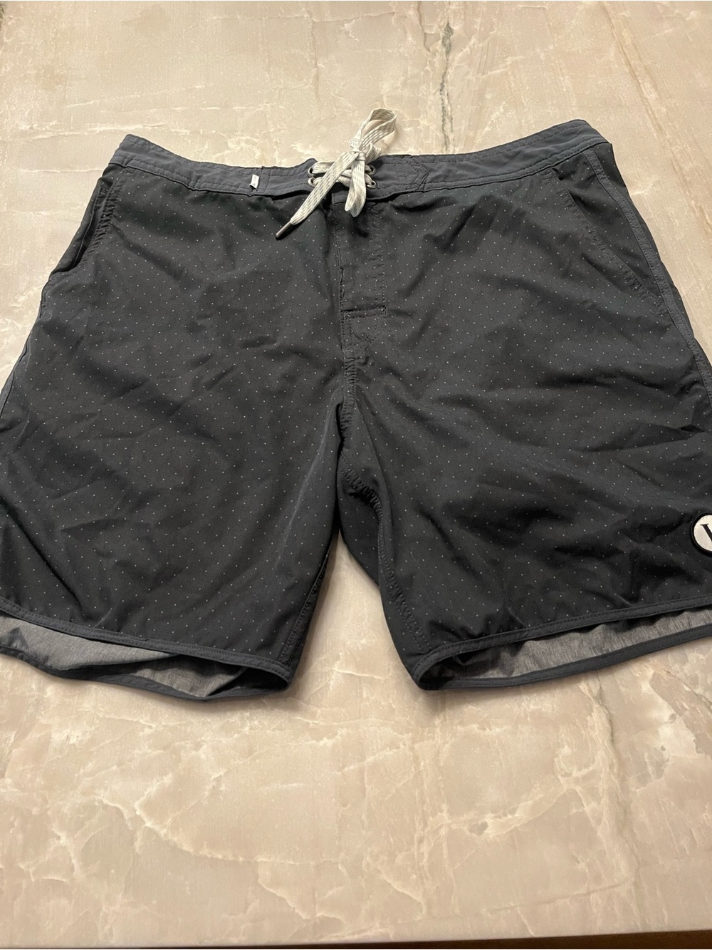Vuori Men's Black Swim Board Shorts with Subtle Dot Texture